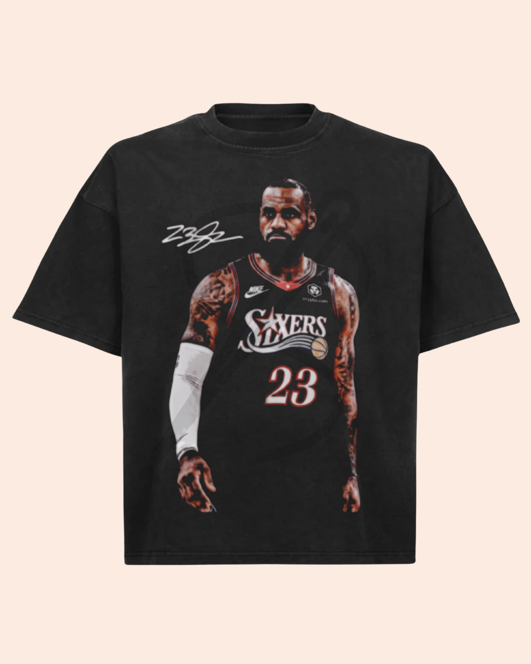 Black on Black LeBron James Sixers Graphic Tee