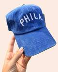 Blue + White PHILA Embroidered Adjustable Baseball Hat