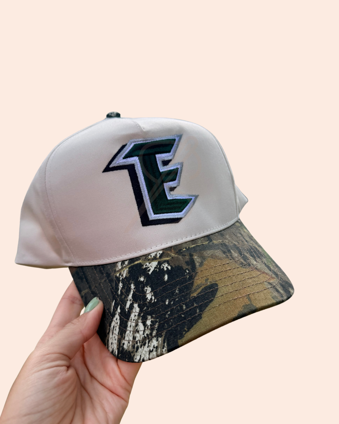 Leaf Camo + Cream Eagles Embroidered Trucker Hat