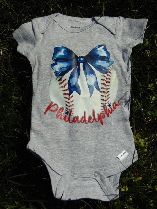 Baseballs + Bows - Philadelphia Phillies Onesie