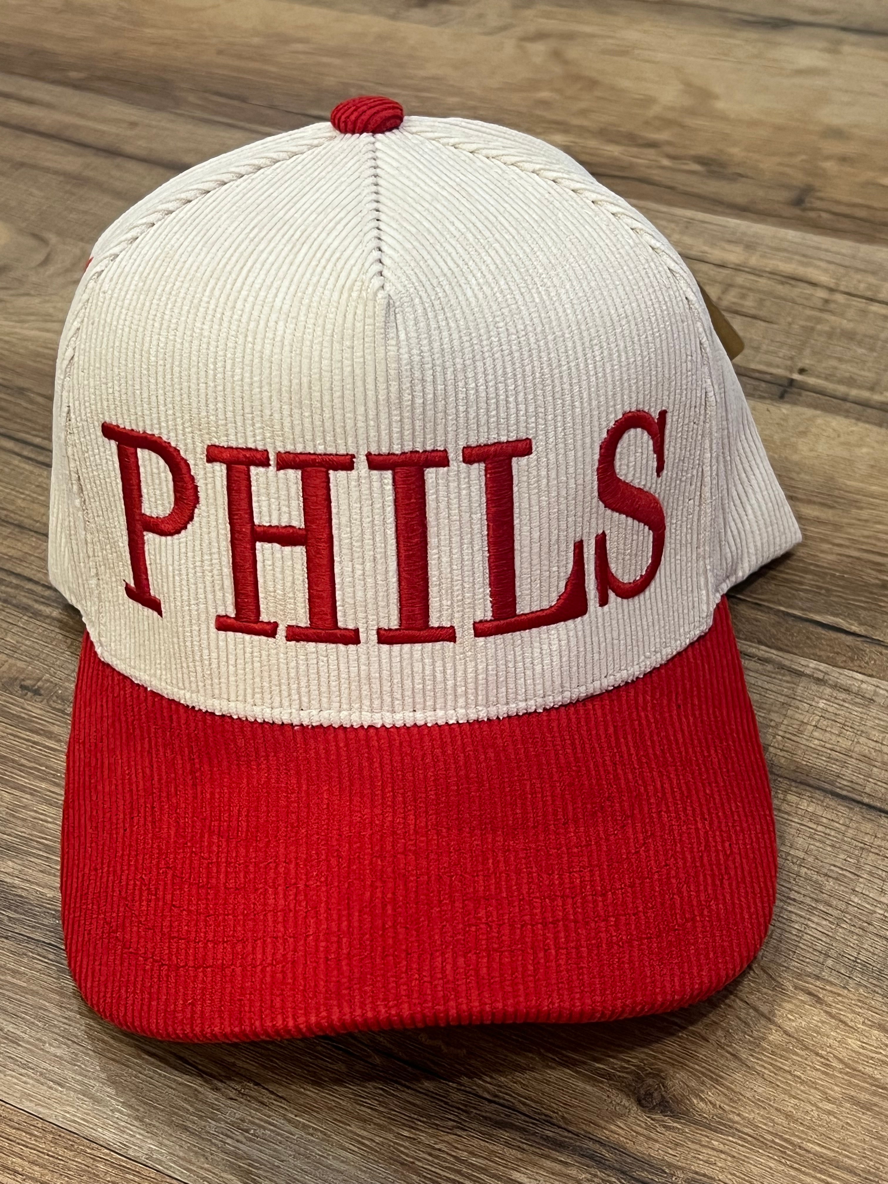 "Phils" Corduroy Cream + Red Snapback