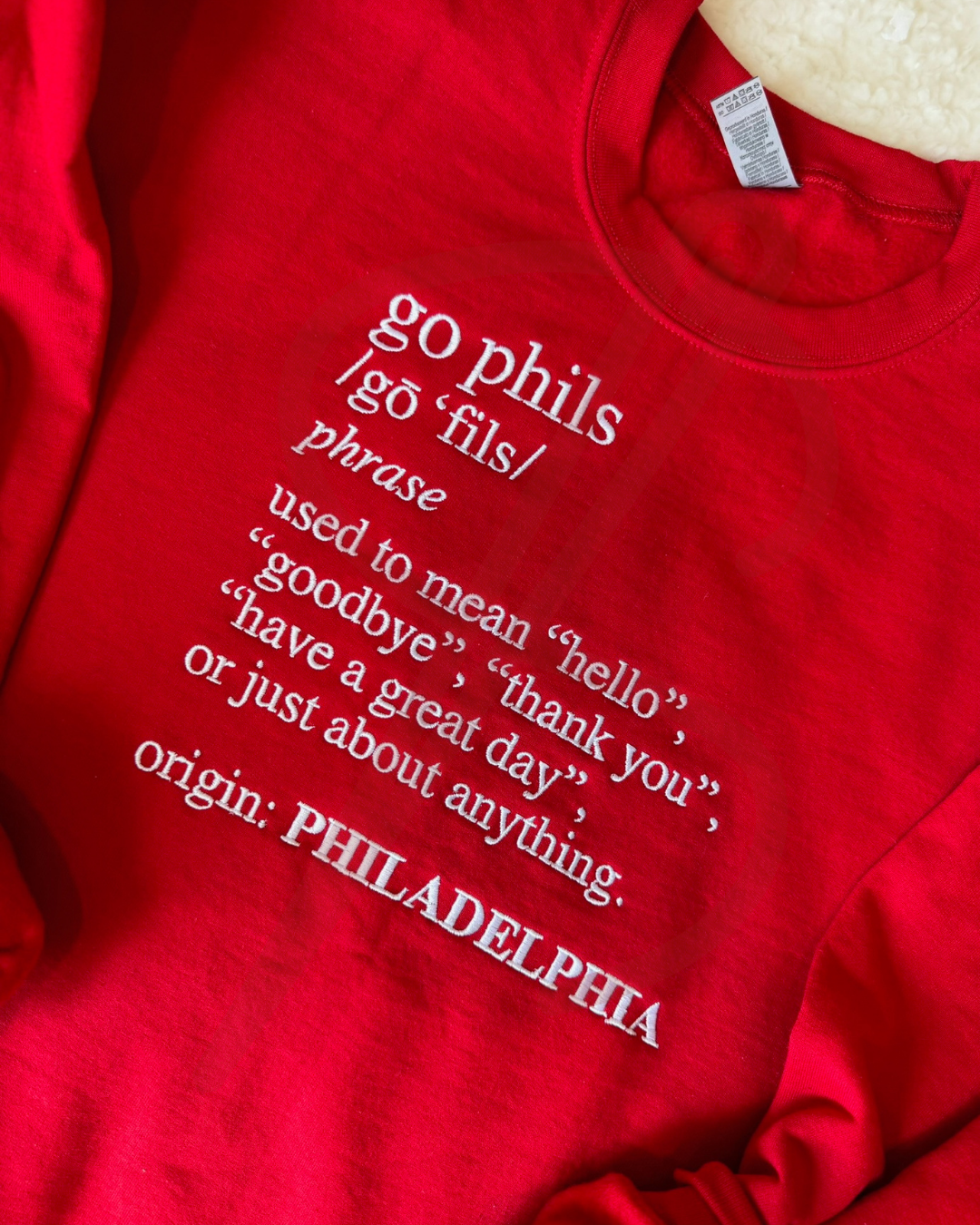 Go Phils Definition Embroidered Crewneck