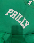 Green + White Philly Embroidered Crewneck
