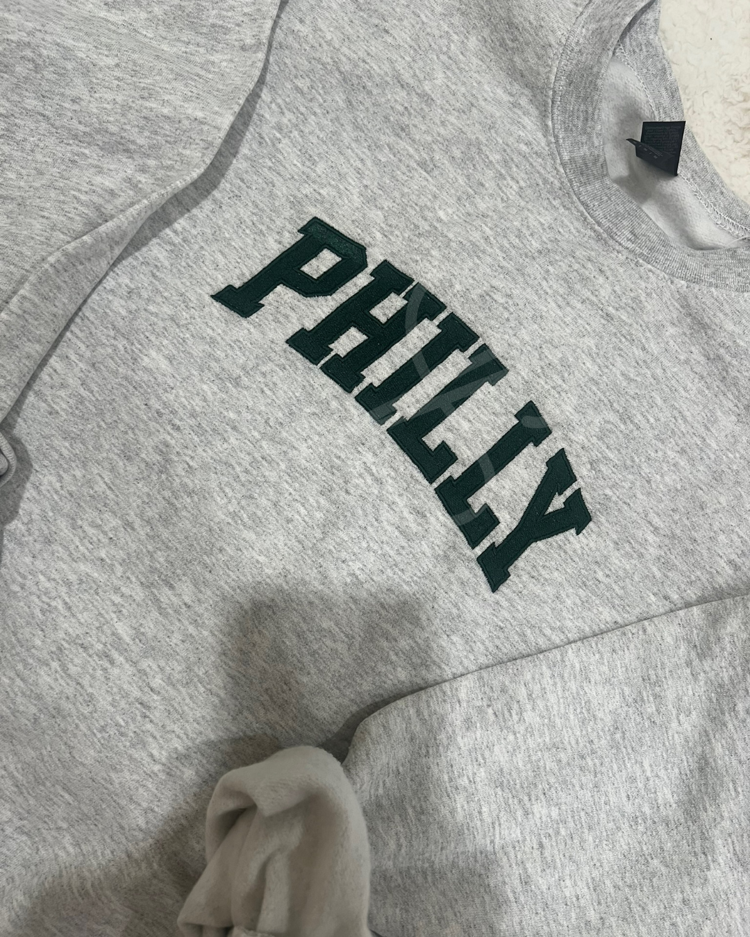 Grey + Green Philly Embroidered Crewneck