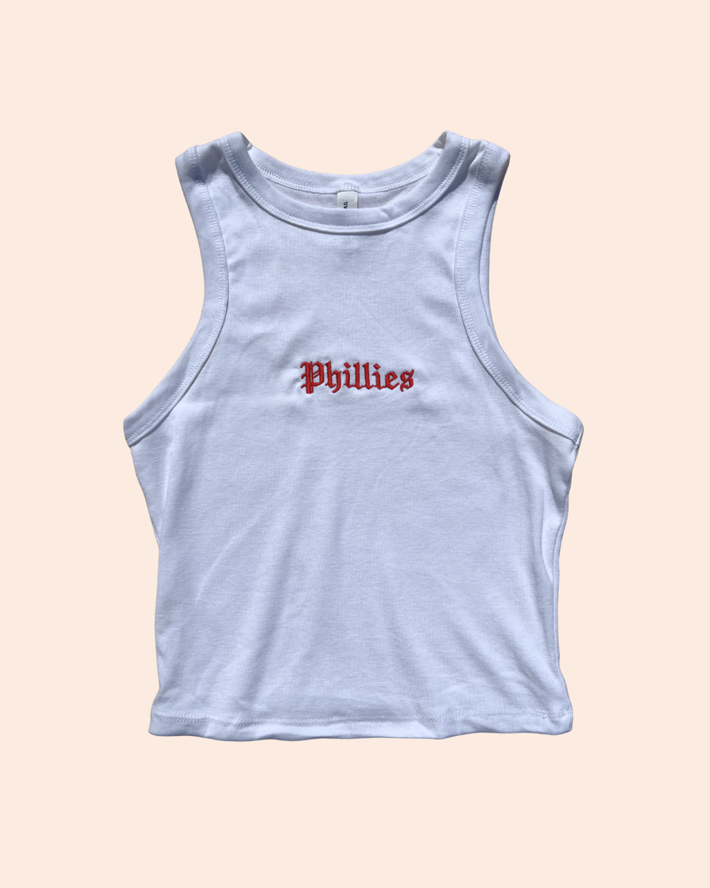 White Phillies Gothic Racerback Tank