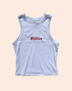 White Phillies Gothic Racerback Tank