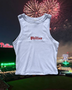 White Phillies Gothic Racerback Tank