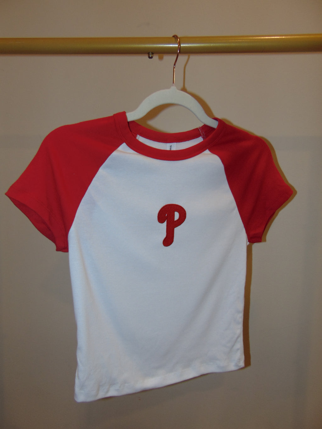 Phillies "P" Logo Crop Varsity Tee