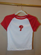 Phillies "P" Logo Crop Varsity Tee