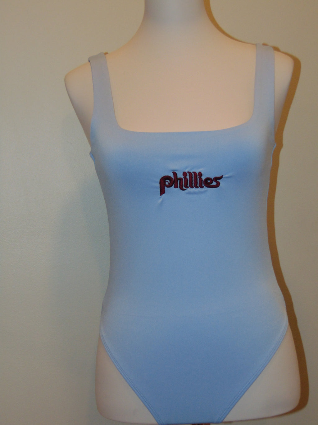 Powder Blue Retro Phillies Embroidered Bodysuit