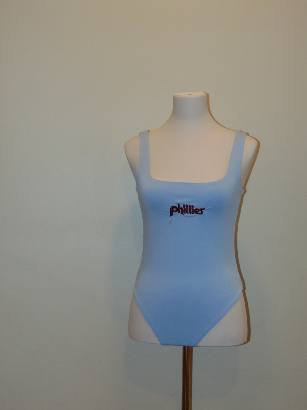 Powder Blue Retro Phillies Embroidered Bodysuit