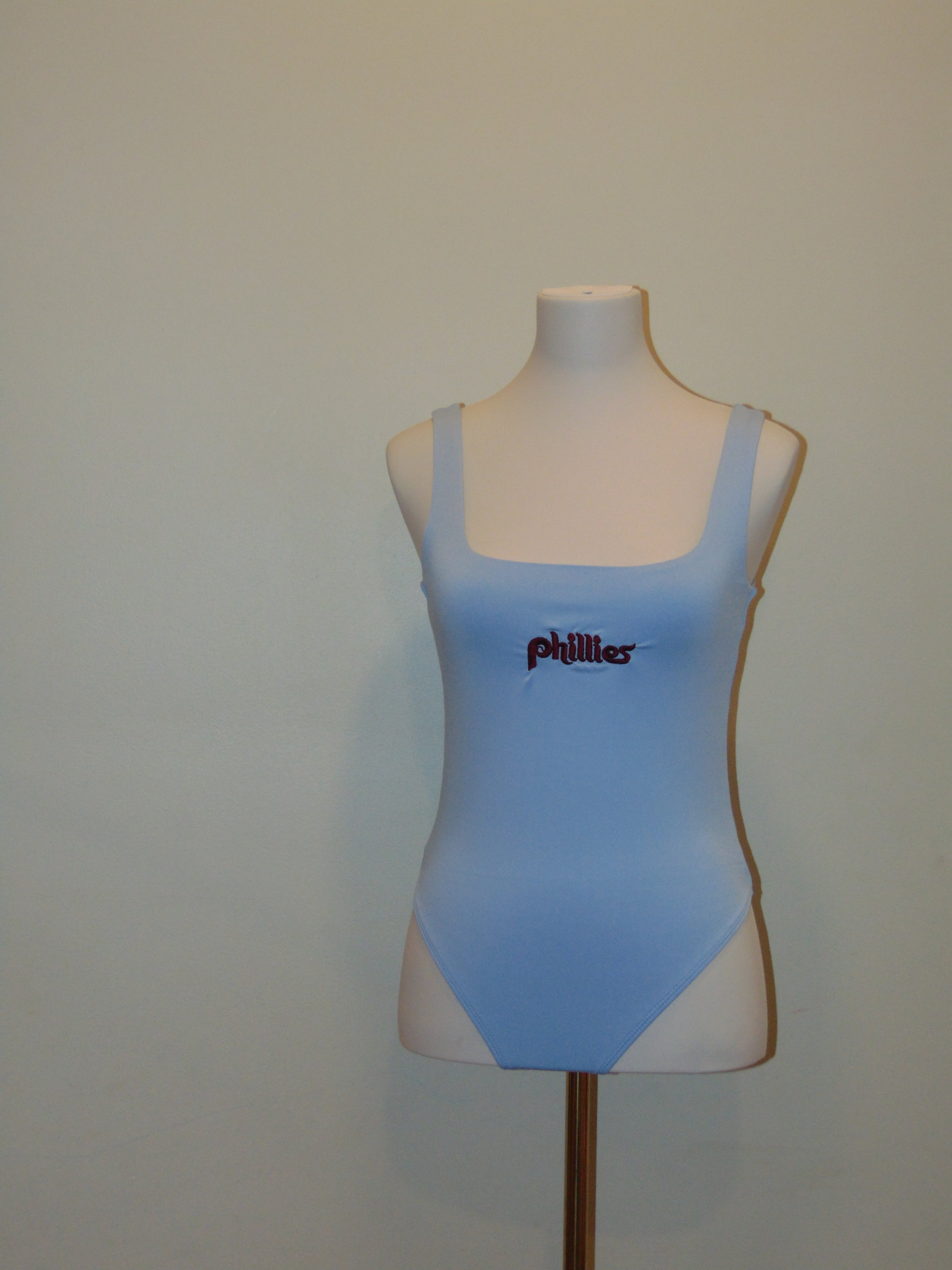 Powder Blue Retro Phillies Embroidered Bodysuit