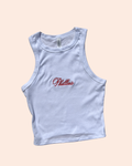 White "Philies" Script Racerbank Tank