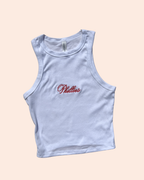 White "Philies" Script Racerbank Tank